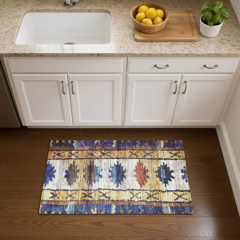 Premium Washable Super Soft Southwest Global Mayfield Rug - Gold - 1'8" x 2'6"