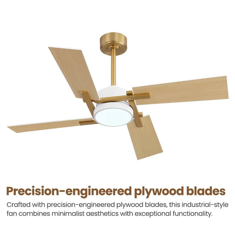 MLiAN 56 In./ 72 In. 4 Plywood Blades Indoor LED Light Ceiling Fan with Remote...