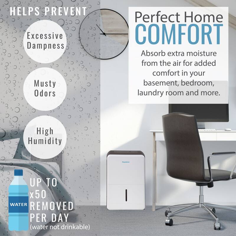 Keystone 50 Pint Dehumidifier with Electronic Controls and Built-In Pump