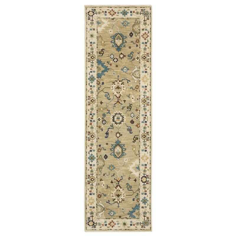 Style Haven Federica Bohemian Oriental Beige/ Multi Fringe Edge Area Rug. - 2' 3" x 7' 6" - Runner
