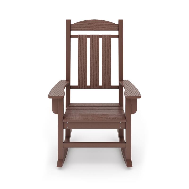 Pecan Traditional Porch Rocker - Classic Hdpe Poly Lumber For Porch (Excluding the table)