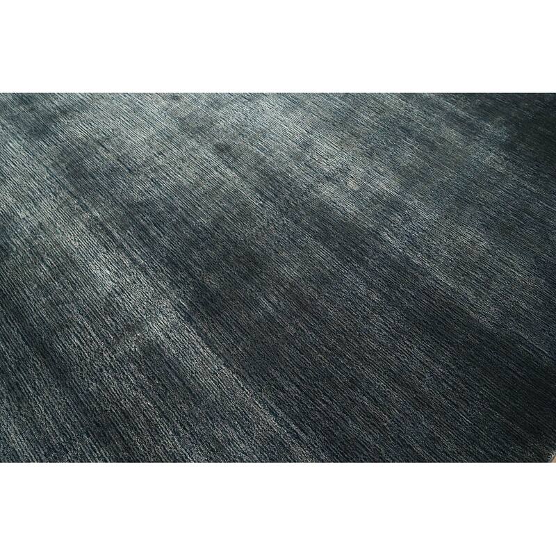 Hand Knotted Textured Blue,Gray Tibetan Wool Modern Oriental Area Rug - 6' 6'' x 9' 7''
