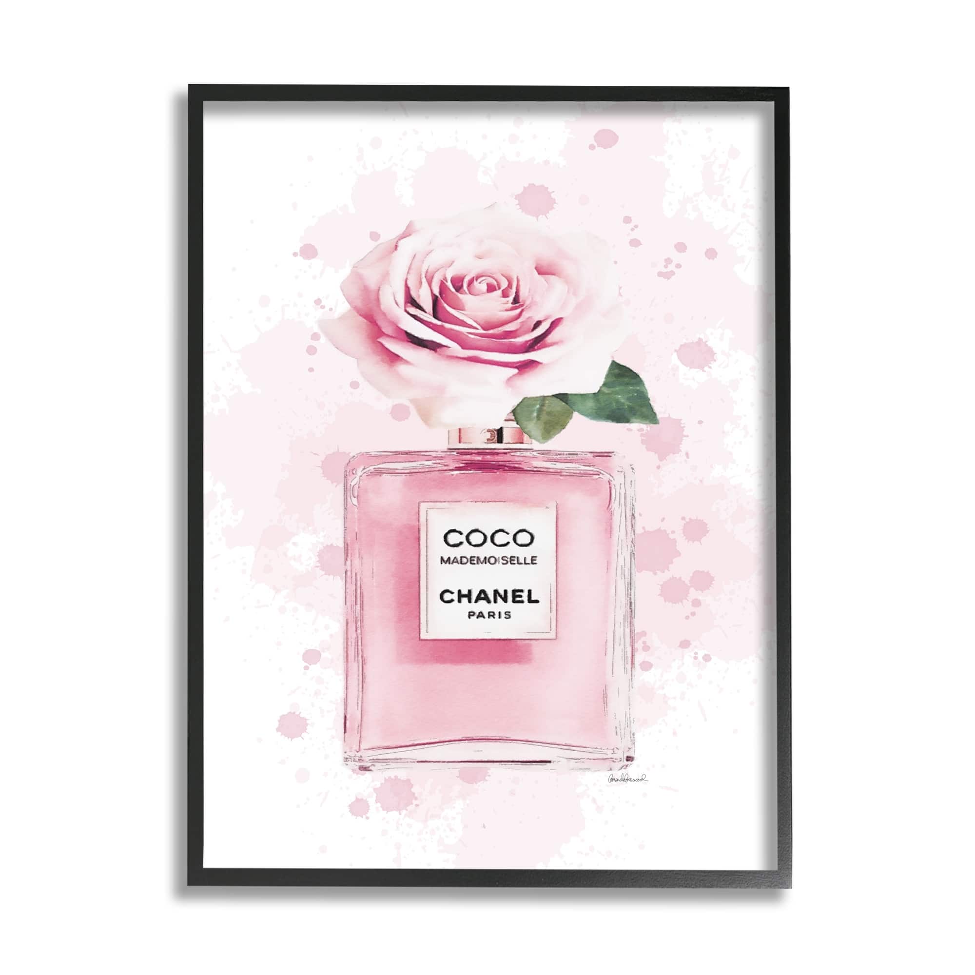 Stupell Pink Flower Perfume Fashion Glam Design Framed Wall Art