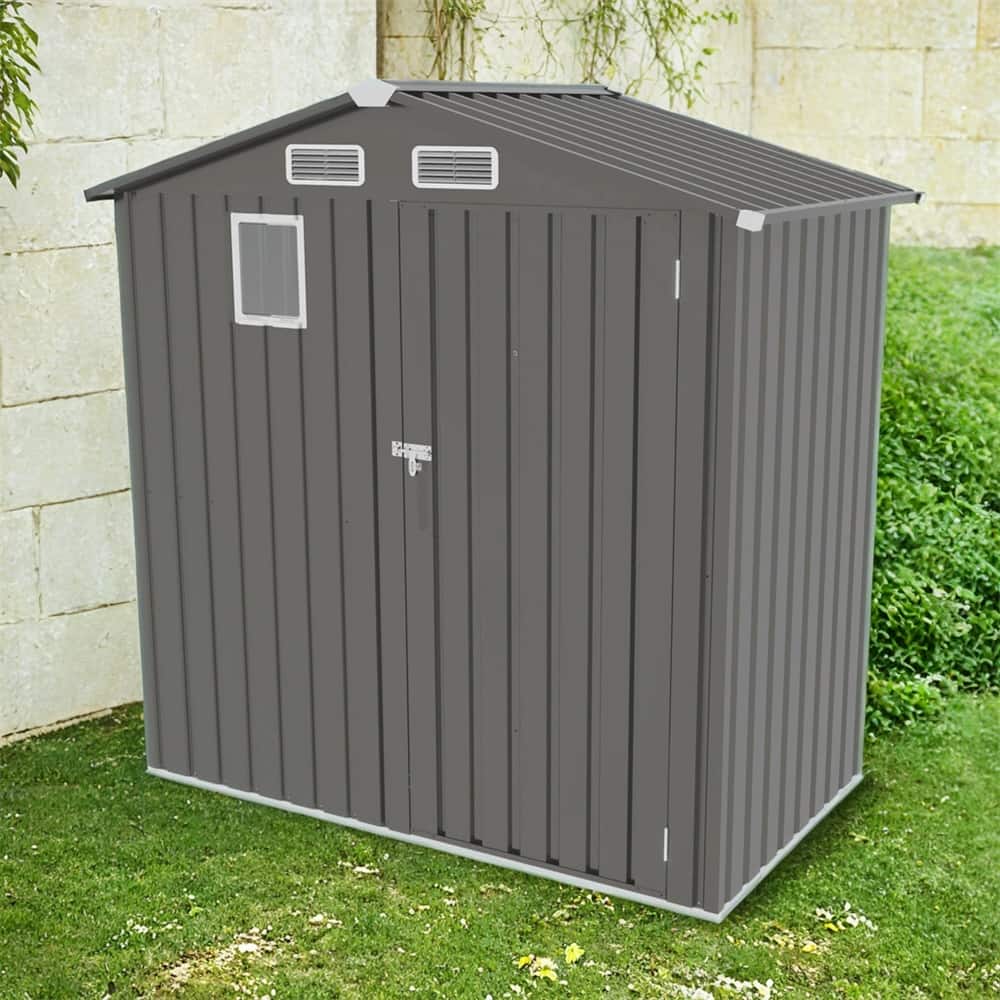 6X 3.5FT Metal Outdoor Storage Shed,Tool Shed w/Peaked Roof Watertight