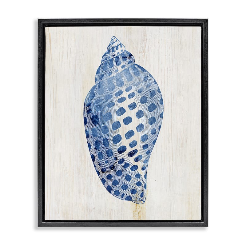 Stupell Spotted Blue Cowrie Shell Framed Floater Canvas Wall Art Design By Susan Arnot - 17 x 21 - Black