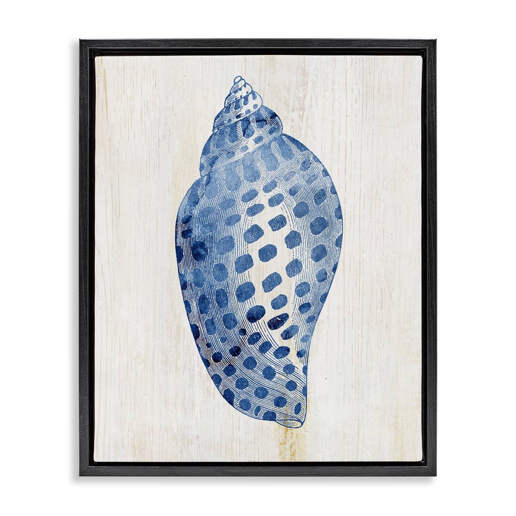 Stupell Spotted Blue Cowrie Shell Framed Floater Canvas Wall Art Design By Susan Arnot