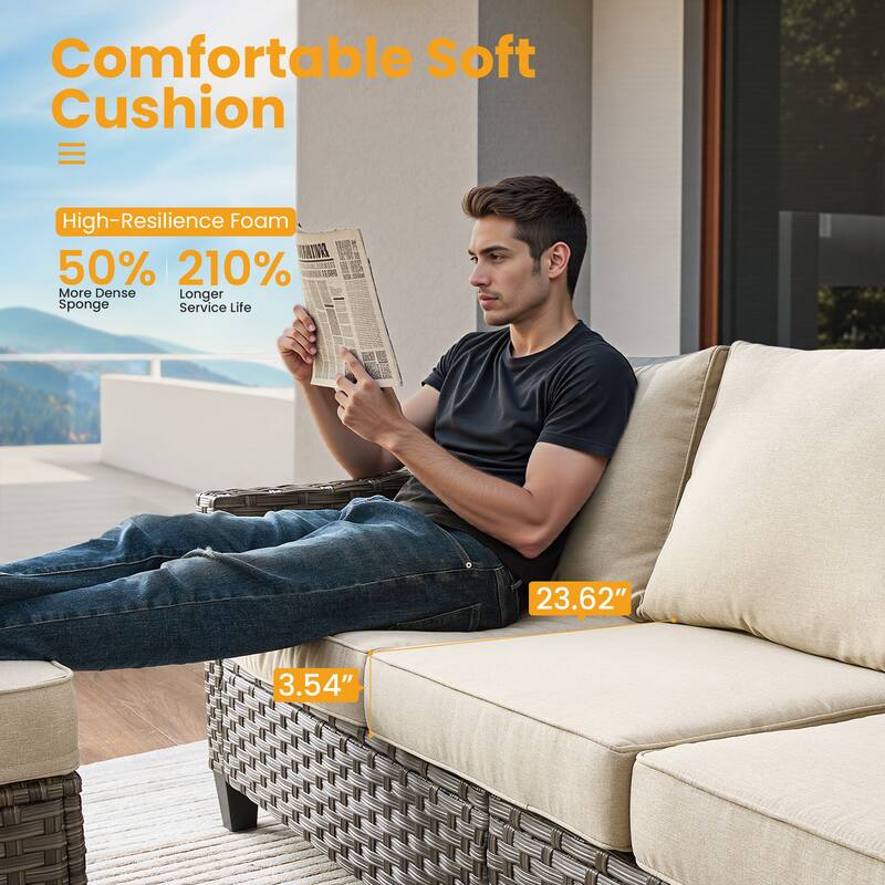 ​​OVIOS 5-Piece Outdoor Wicker Set With Ottoman