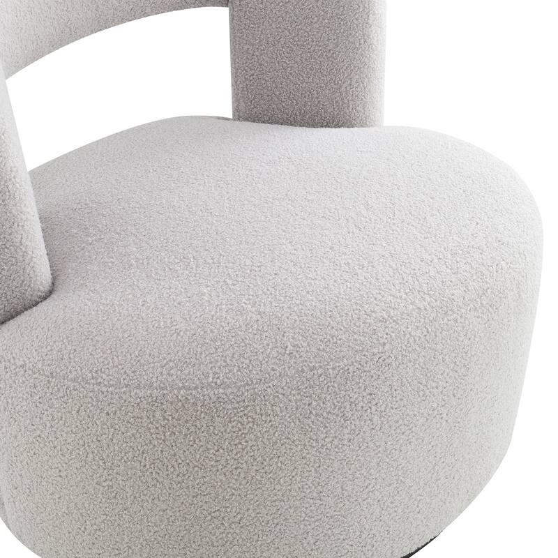 Swivel Barrel Chair with Soft Teddy Fabric for Living Room