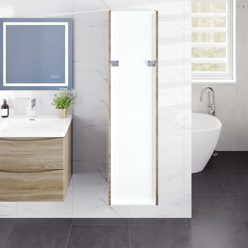 Eviva Smile 16"W x 15"D x 75"H White Oak Wall-Mounted Linen Cabinet