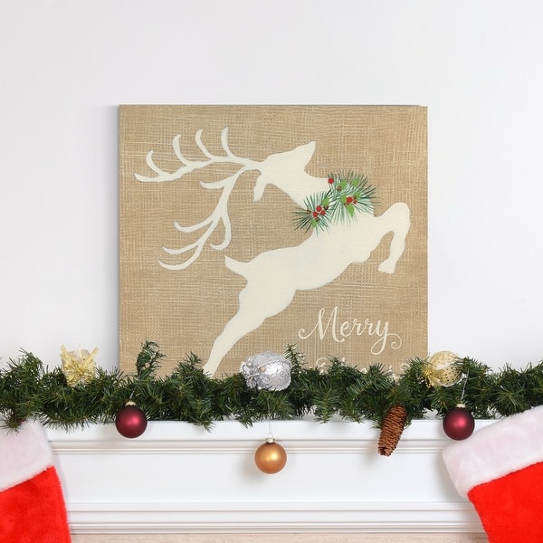 Shop Merry Christmas Reindeer Premium Gallery Wrapped Canvas Ready To Hang Overstock 32335533