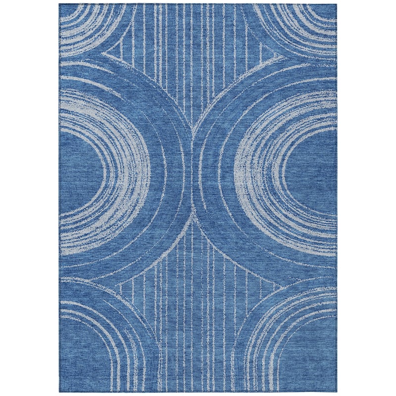 Machine Washable Indoor/ Outdoor Modern Trax Chantille Rug