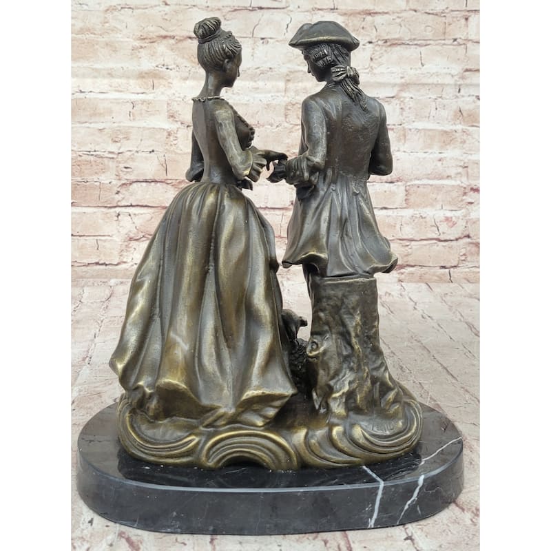 Romantic Scene Between British Officer Lord Lady - Bronze Sculpture Romantic Decor