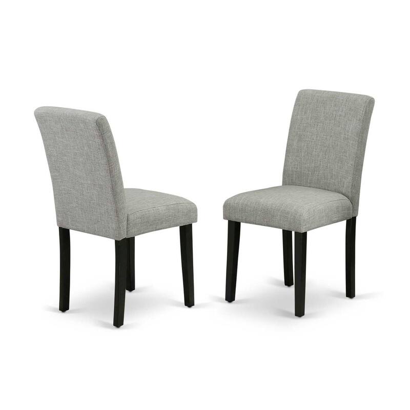 HomeStock 5-Pc Black Finish Solid Wood Top-Rectangular Upholstered Dining Room Set with Butterfly Leaf-Seats 4