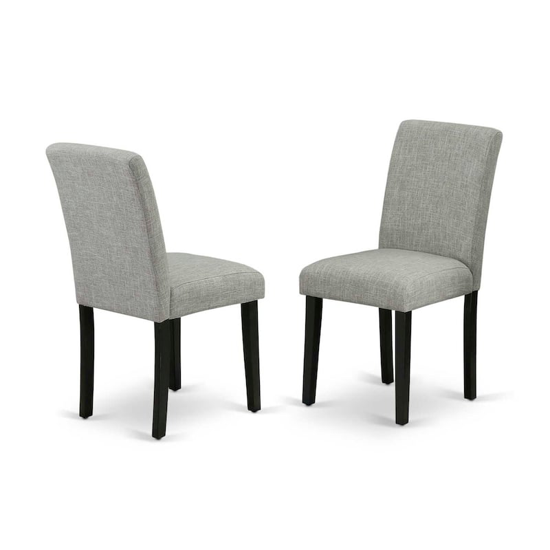 Parsons Round Dining Chair - Linen Fabric Seat, Solid Wood Frame - Modern Kitchen Accent Chair