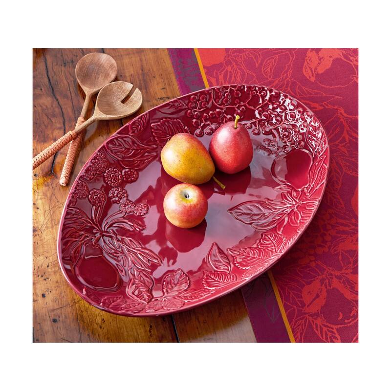 Embossed Autumn Leaves Oval Plttr