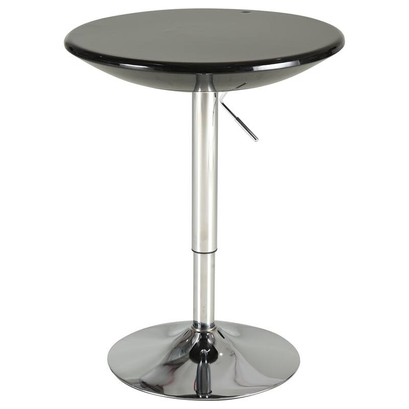 HOMCOM Round Cocktail Bar Table Metal Base Tall Bistro Pub Desk Adjustable Counter Height Black Silver - Black