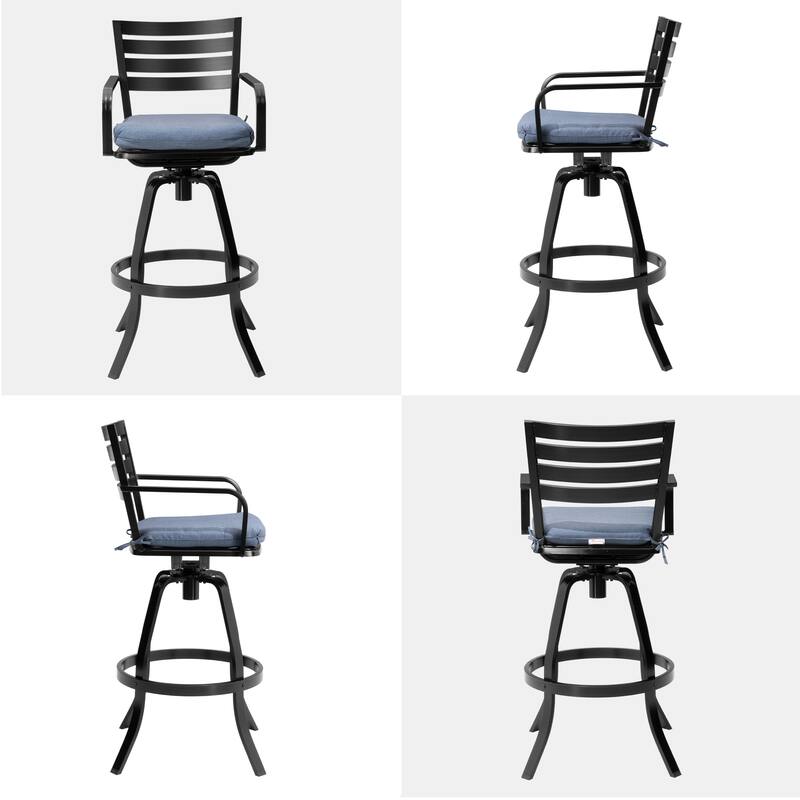 Outdoor Patio Swivel Aluminum Bar Stools Dining Chairs with Sunbrella Cushion