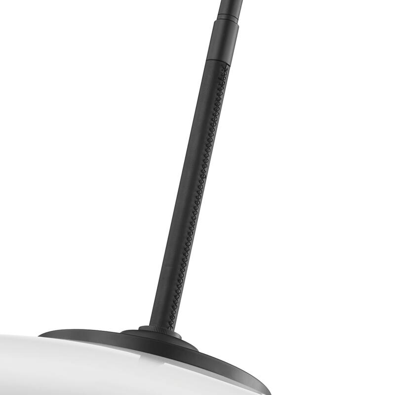 Fallon - 2 Light Pendant - Satin Black/Black Leather Frame - Opal White Shade