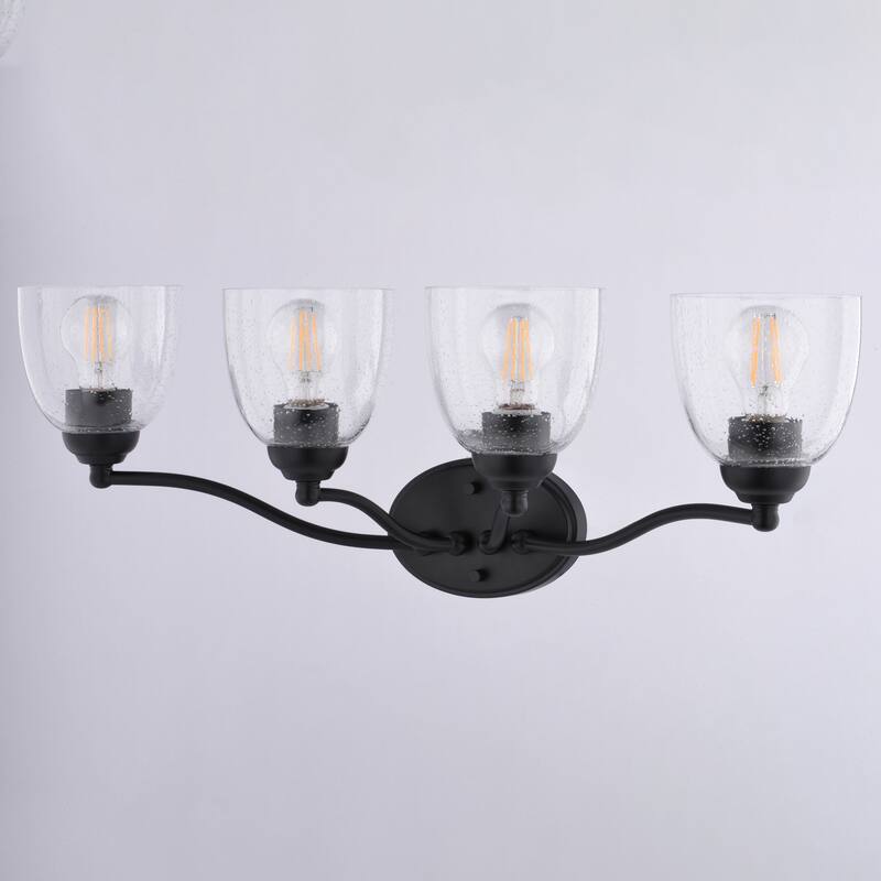 Bellwood Traditional Bathroom Vanity Wall Lighting Fixture, Glass Shade, Dimmable, LED Compatible, Over the Mirror Mount