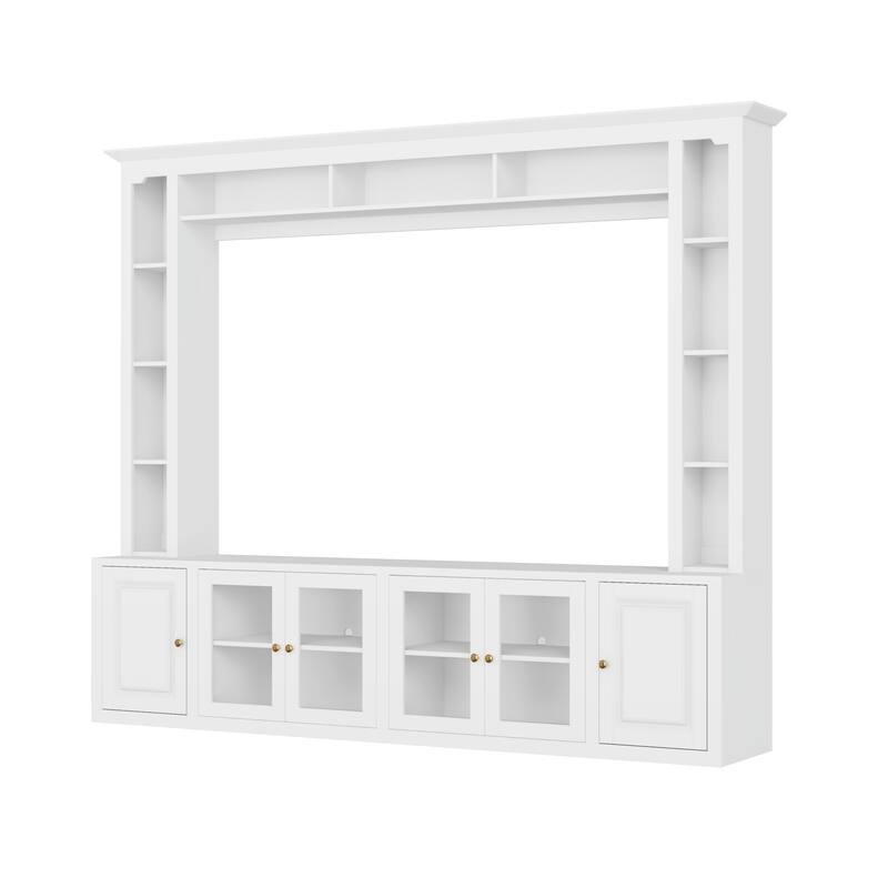 4 in 1 Entertainment Wall Unit Set with Bookshelves, TV Stand with Adjustable Shelves, Large Console Table for TVs Up to 80"