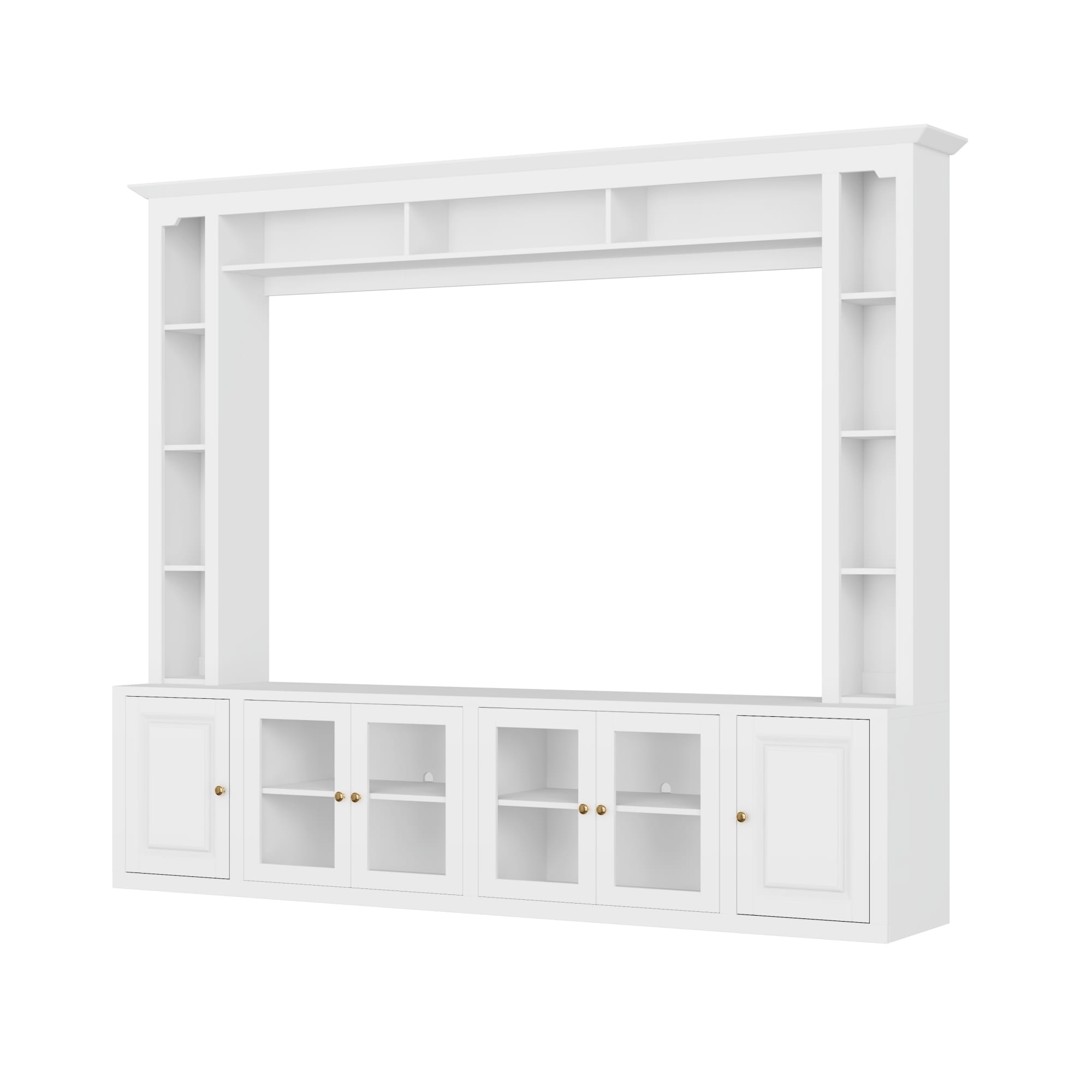 Modern 4-Piece Entertainment Center Wall Unit with Bookshelves, for TVs Up to 80" - 92.5" W × 15.7" D × 78.7" H