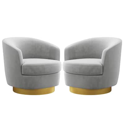 Set of 2 Velvet Swivel Club Chair Set, Soft & Comfotable - 2 Pieces