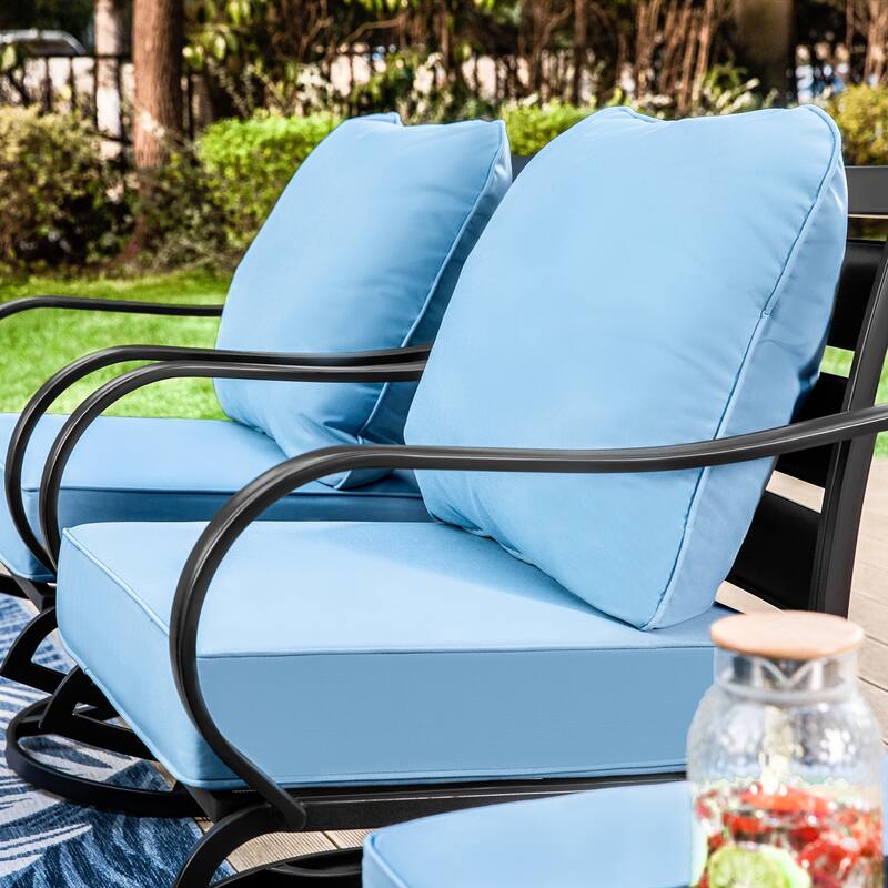 MAISON ARTS Patio Conversation Set 5 Pieces with 28'' Gas Fire Pit Table