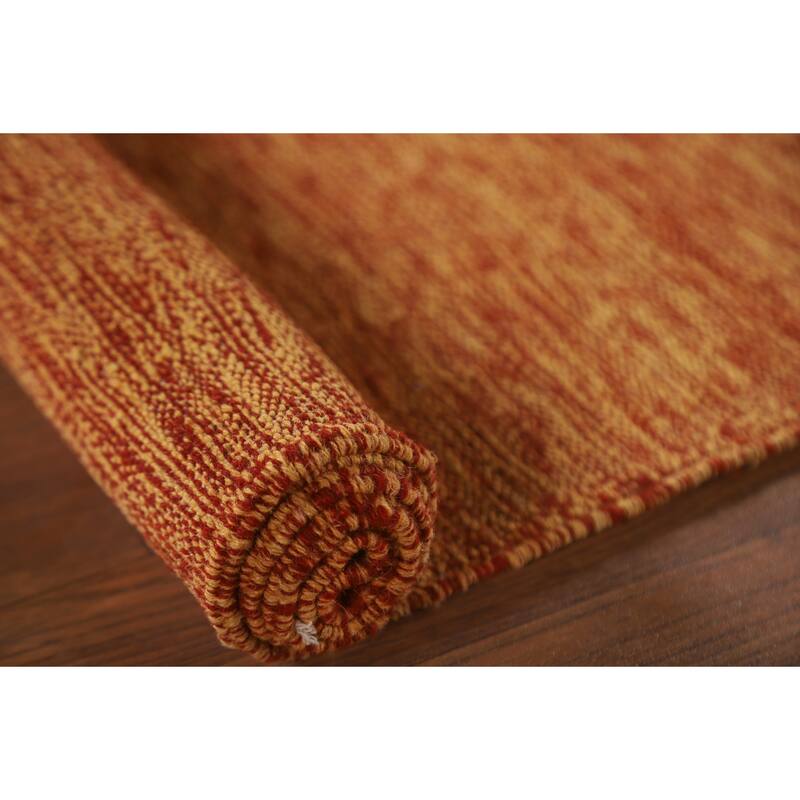 Orange Kilim Oriental Accent Rug Flatweave Wool Carpet - 3'4"x 4'10"