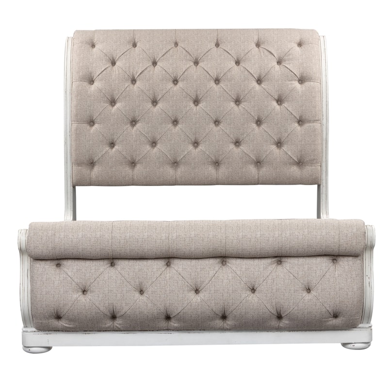 Magnolia Manor Antique White King Upholstered Sleigh Bed