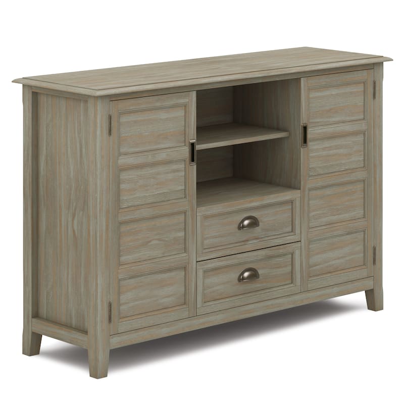 WYNDENHALL Portland SOLID WOOD 54 inch Wide Transitional TV Media Stand For TVs up to 60 inches - 54"w x 17.5"d x 36" h
