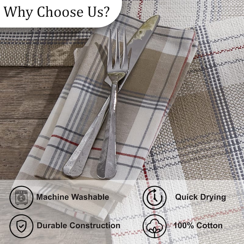 Park Designs Landen Beige Plaid Napkin Set of 4 - 18" X 18"