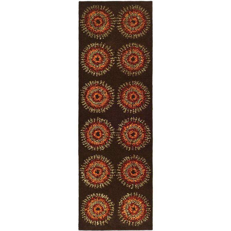 SAFAVIEH Handmade Soho Breann Deco Wool Rug - 2'6" x 8' Runner - Brown/Gold