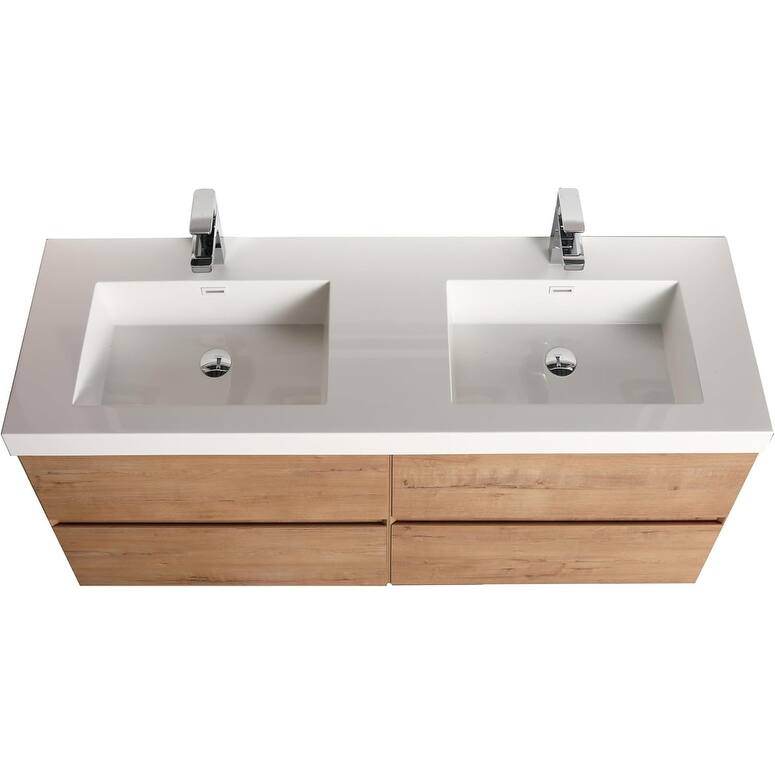 Blossom Wall Mounted Floating Bathroom Vanity with Double Acrylic Sink