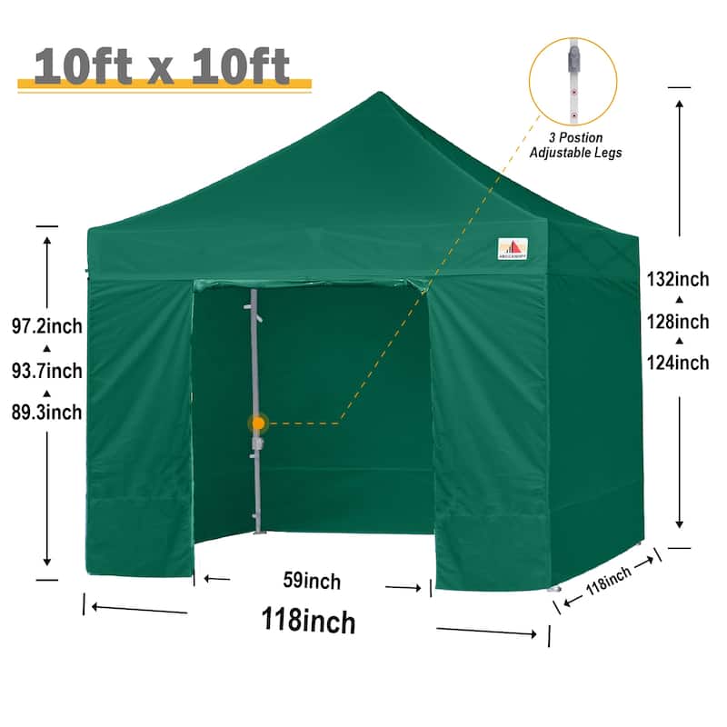 ABCCANOPY Commercial Instant Shade Metal Pop-Up Canopy - 10ftx10ft