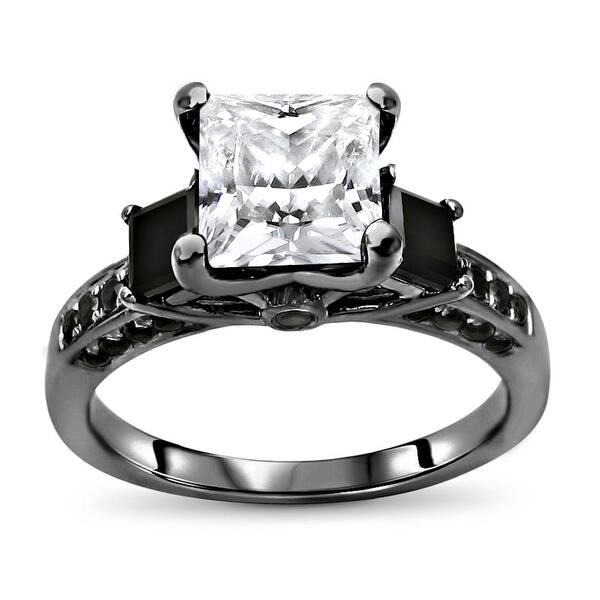 1.50CT White Princess Cut Diamond Trillion Accent Three Stone Ring 925 Silver
