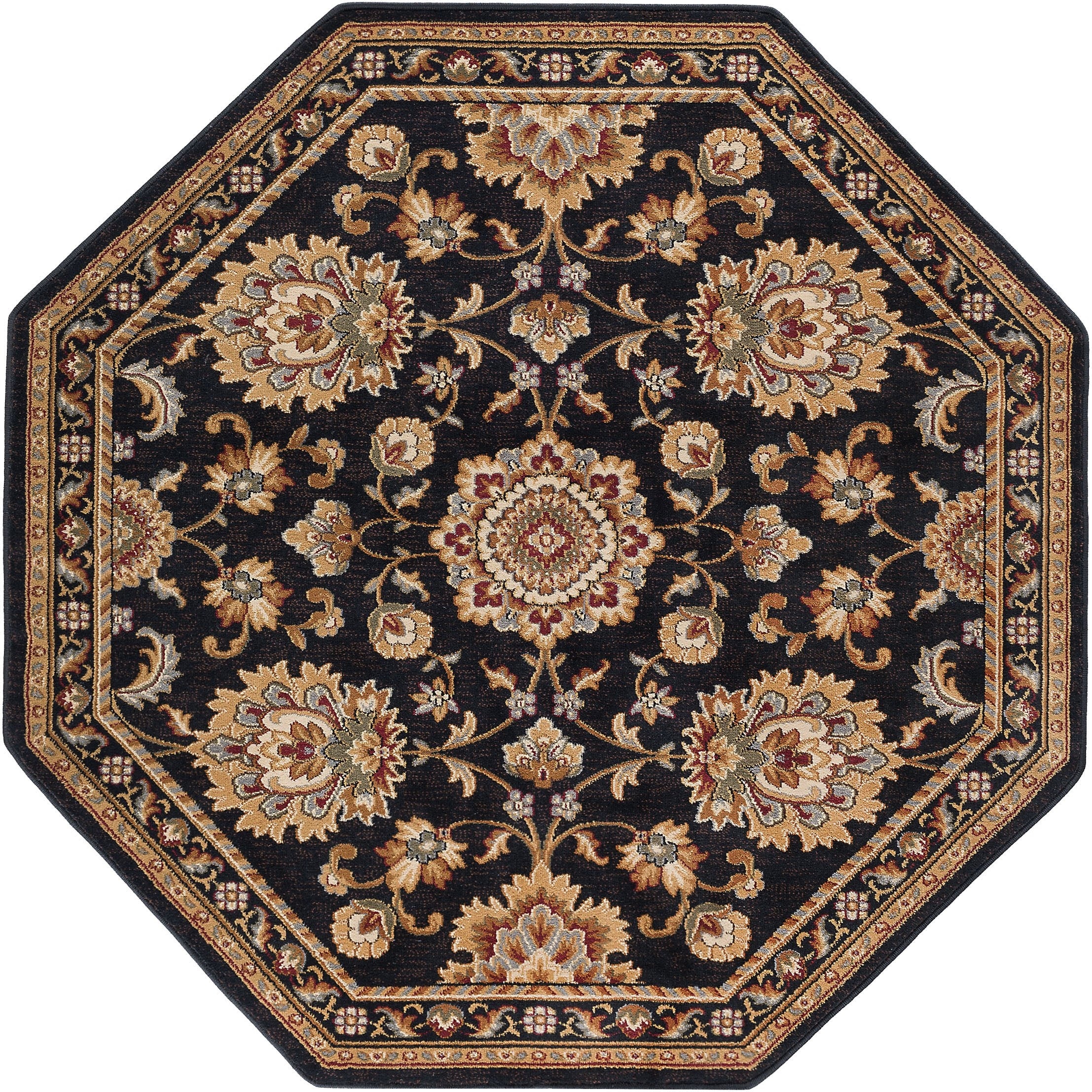 Tayse Rugs Sensation Orleans 2 ft. 3 in. x 10 ft. Traditional Area Rug Black