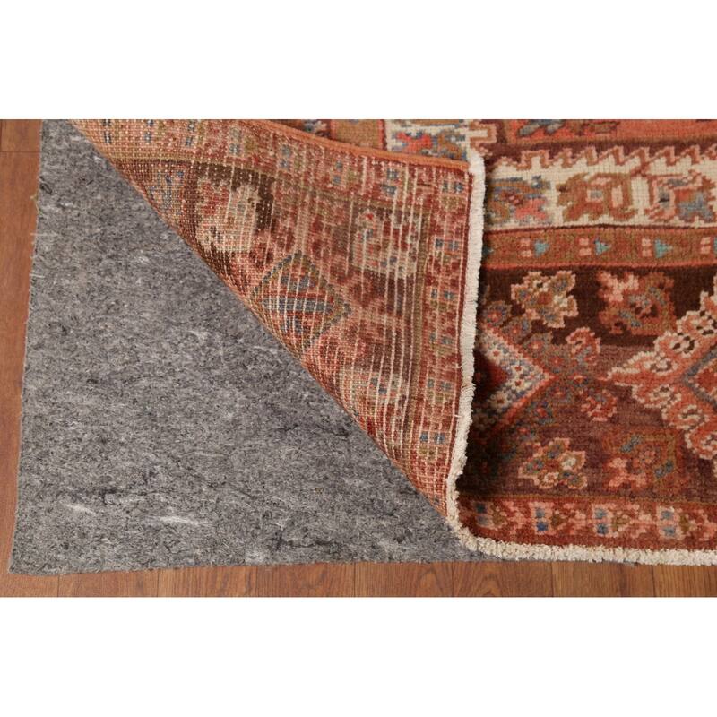 Orange Heriz Persian Vintage Area Rug Handmade Medallion Wool Carpet - 9'7"x 13'0"