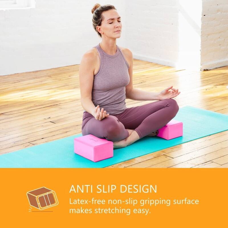 Sol Living Exercise Non Slip Foam Yoga Block 4" x 6" x 9" - 2 Pack
