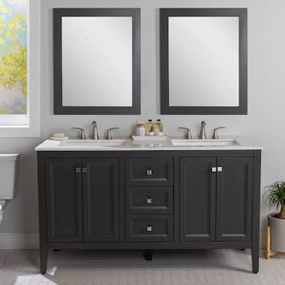 Cartland 61" Double-Sink Bathroom Vanity With 2 Cabinets, 3 Drawers, and Sink Top