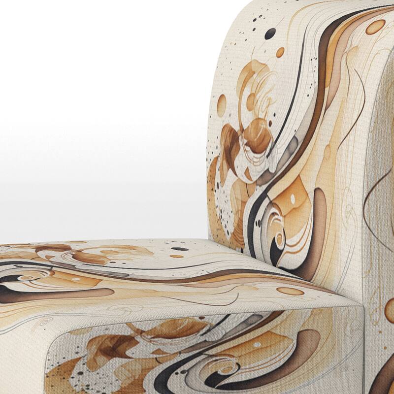Designart "Brown And Black Movement IV" Upholstered Modern & Contemporary Accent Chair and Modern & Contemporary Arm Chair