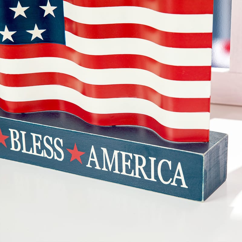 Glitzhome Patriotic Americana Flag USA Table Decor