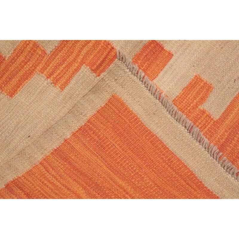 Hand Woven Oriental 100% Wool Carpet Southwestern Tribal Brown Kilim Area Rug - 8' 0'' X 4' 10''