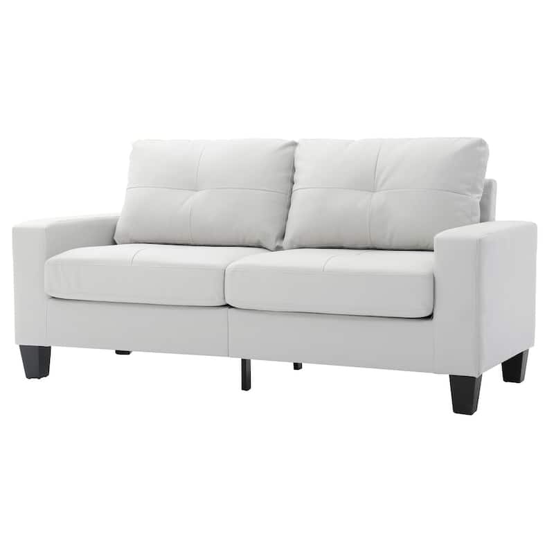 Square Arm Faux Leather Tufted Straight Sofa - 71" - White
