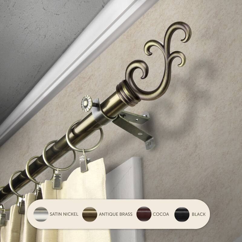 InStyleDesign Sway Adjustable Curtain Rod - 120 to 170 inches - Antique Brass