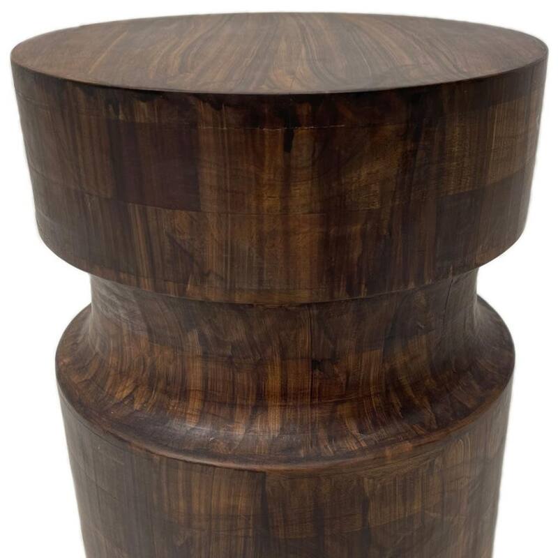 HomeRoots 16" Brown Solid Wood Round End Table - 12.00 in. x 16.00 in. x 12.00 in.