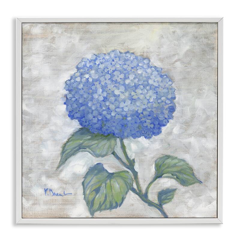 Stupell Round Blue Country Hydrangea Framed Giclee Art Design By Paul Brent - 17 x 17 - White