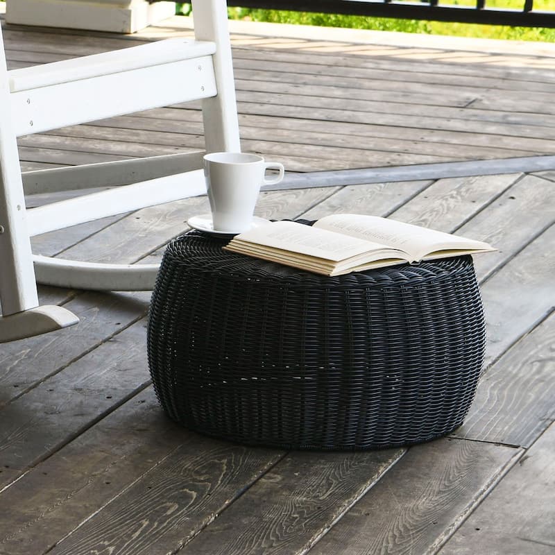 Household Essentials Handwoven Resin Storage Stool Ottoman