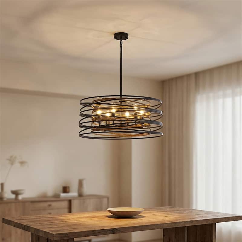 24" Modern Farmhouse Metal Cage Chandelier