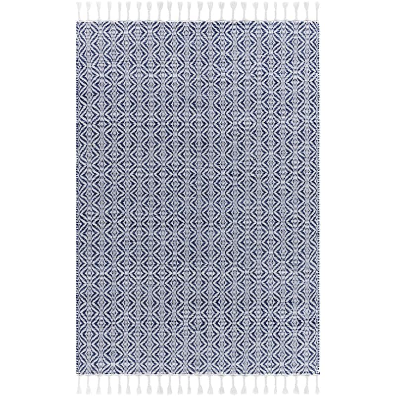 Livabliss Peony Cottage Medallion Area Rug - Navy/White - 8' x 10'