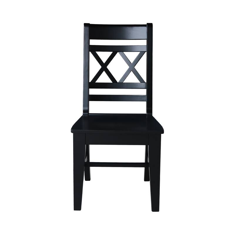 Solid Wood Double X-Back Dining Chairs, Set of 2